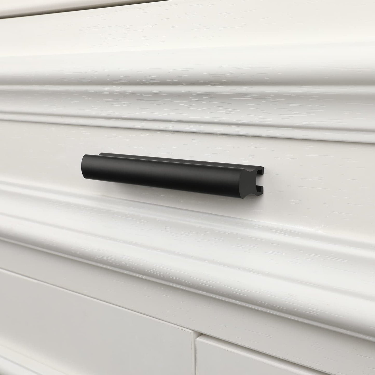 Comforsyco Adjustable Cabinet Finger Pulls, Black / Brushed Brass Handles