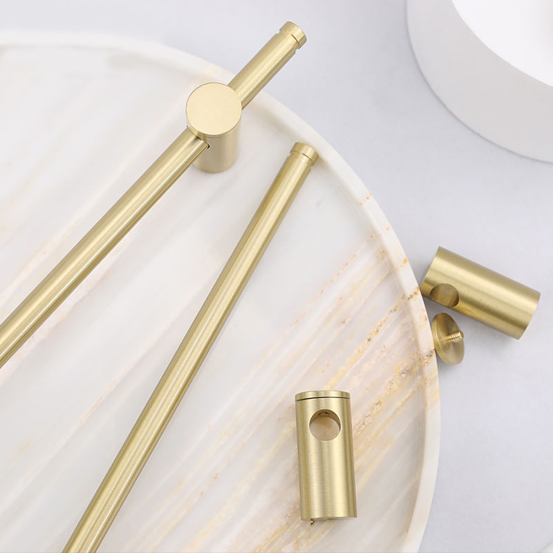 Comforsyco Adjustable Long Round Bar Cabinet Pulls, Gold / Brushed Brass Finish