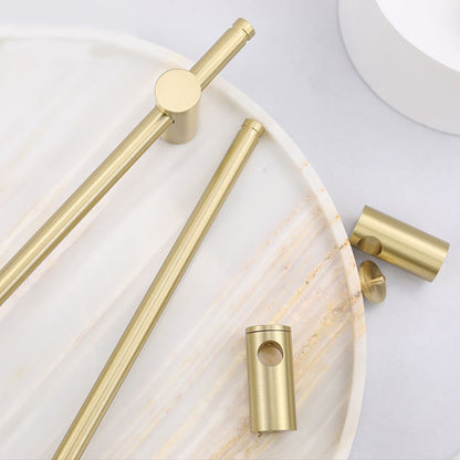 Comforsyco Adjustable Long Round Bar Cabinet Pulls, Gold / Brushed Brass Finish