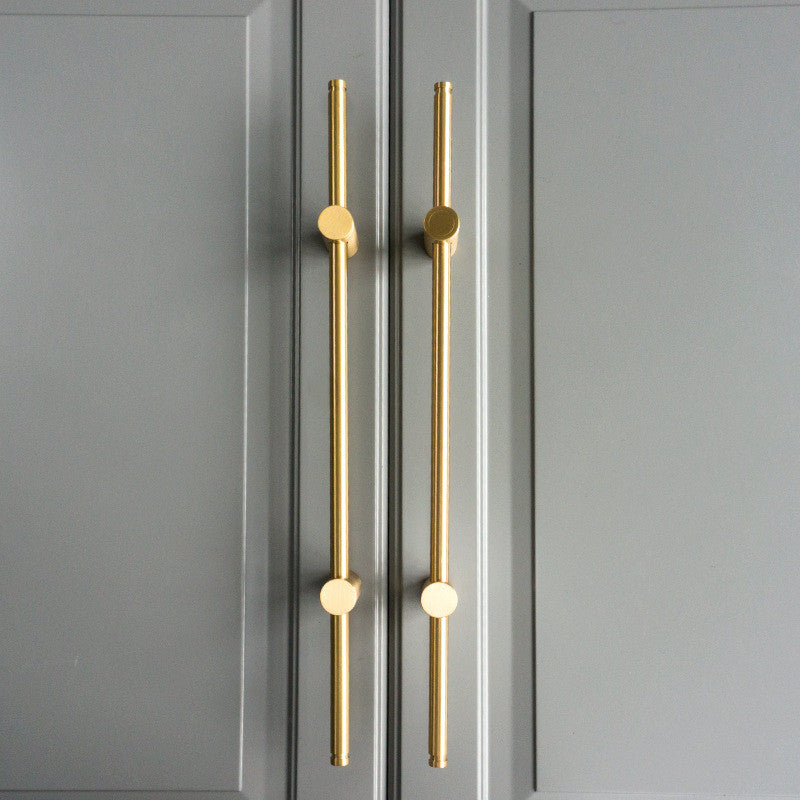 Comforsyco Adjustable Long Round Bar Cabinet Pulls, Gold / Brushed Brass Finish