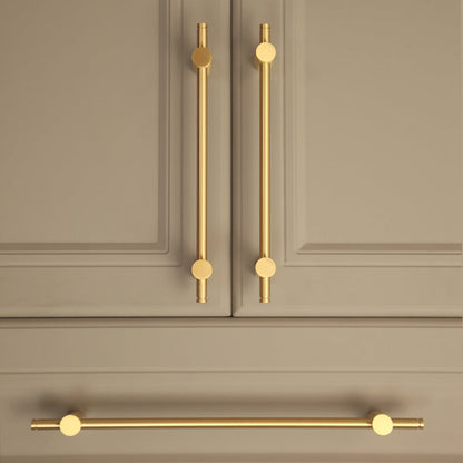 Comforsyco Adjustable Long Round Bar Cabinet Pulls, Gold / Brushed Brass Finish
