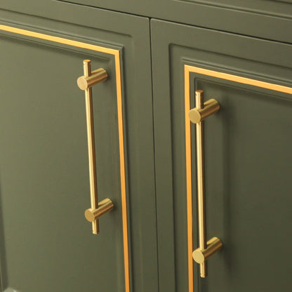 Comforsyco Adjustable Long Round Bar Cabinet Pulls, Gold / Brushed Brass Finish