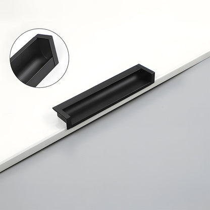 Recessed aluminum finger edge pull, shown in a focused view with its construction and finish visible