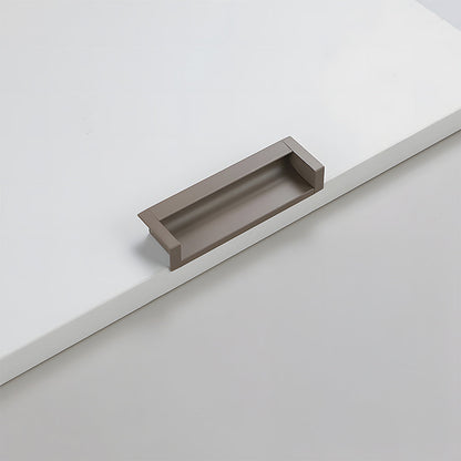 Recessed aluminum finger edge pull, shown from one angle on a clean neutral background
