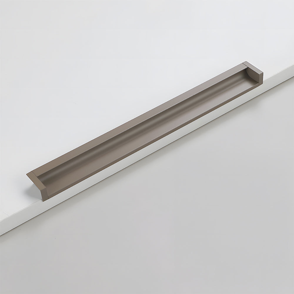 Recessed aluminum finger edge pull, shown at close range on a clean neutral background
