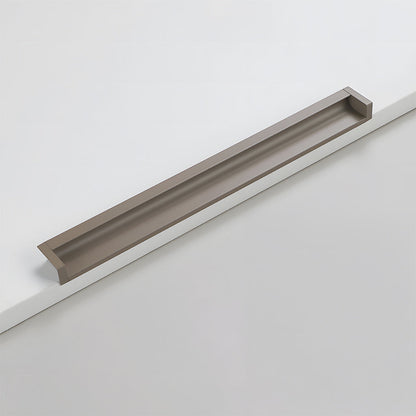 Recessed aluminum finger edge pull, shown at close range on a clean neutral background