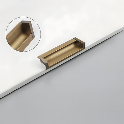 Recessed aluminum finger edge pull, presented in another view showing the surface and mounting form