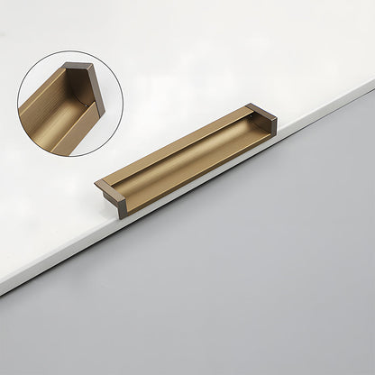 Bronze recessed aluminum finger edge pull, shown clearly with the profile and attachment in view