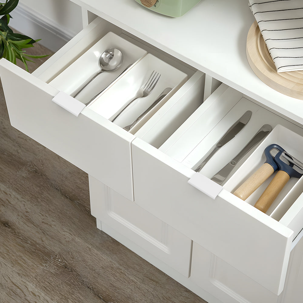 White square aluminum cabinet edge pull, shown from one angle against the cabinet surface for scale