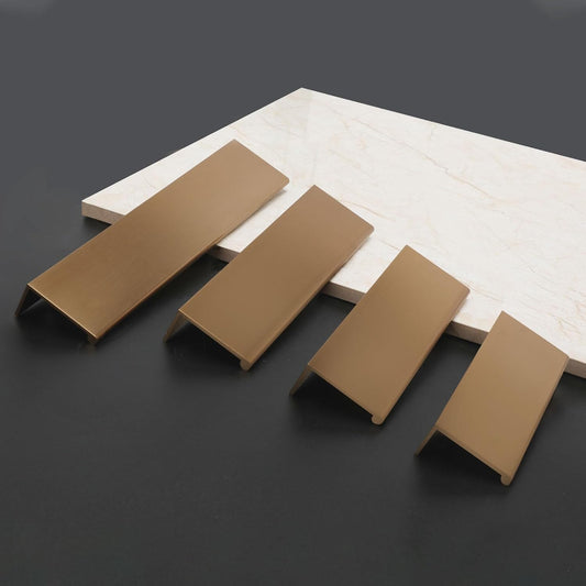 Champion bronze square aluminum cabinet edge pull, shown clearly as a color and finish lineup