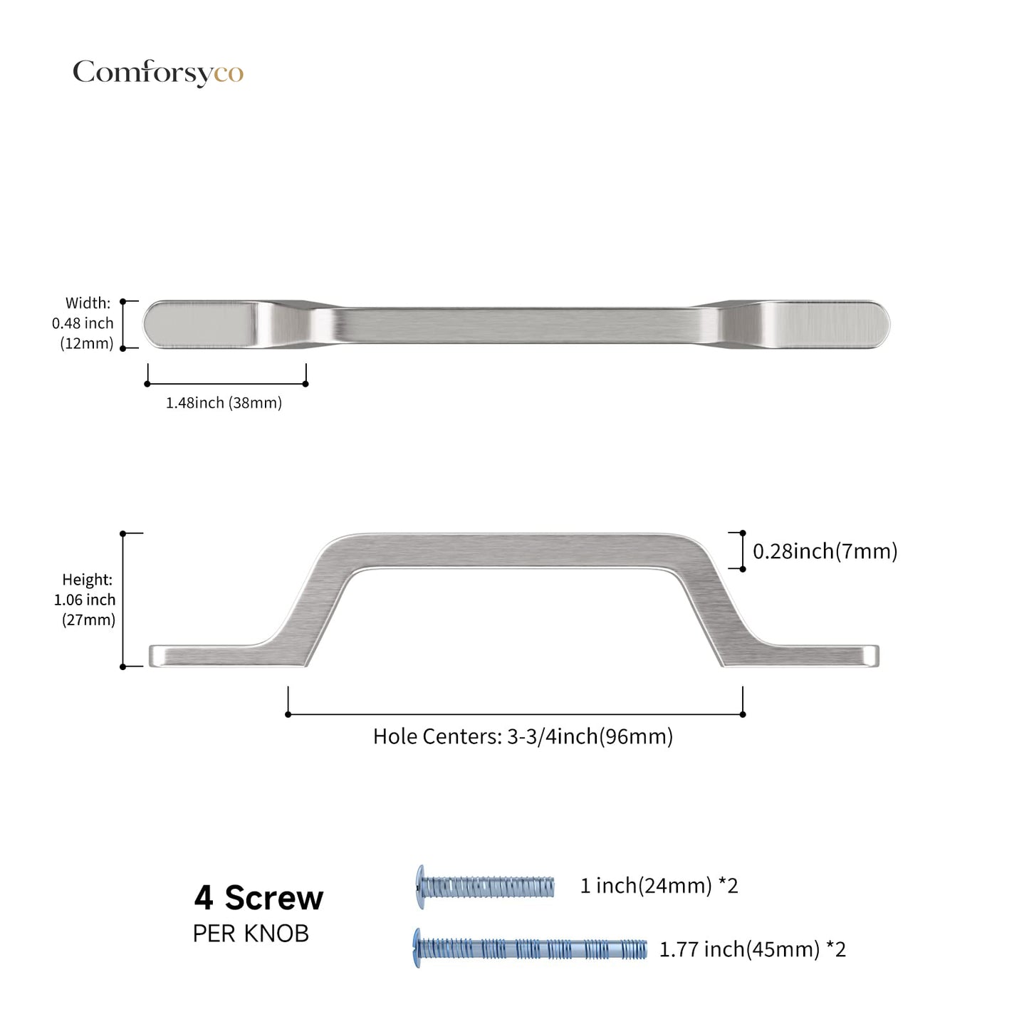 Comforsyco Angled Bar Cabinet Pulls, Aluminum Alloy Drawer Handles
