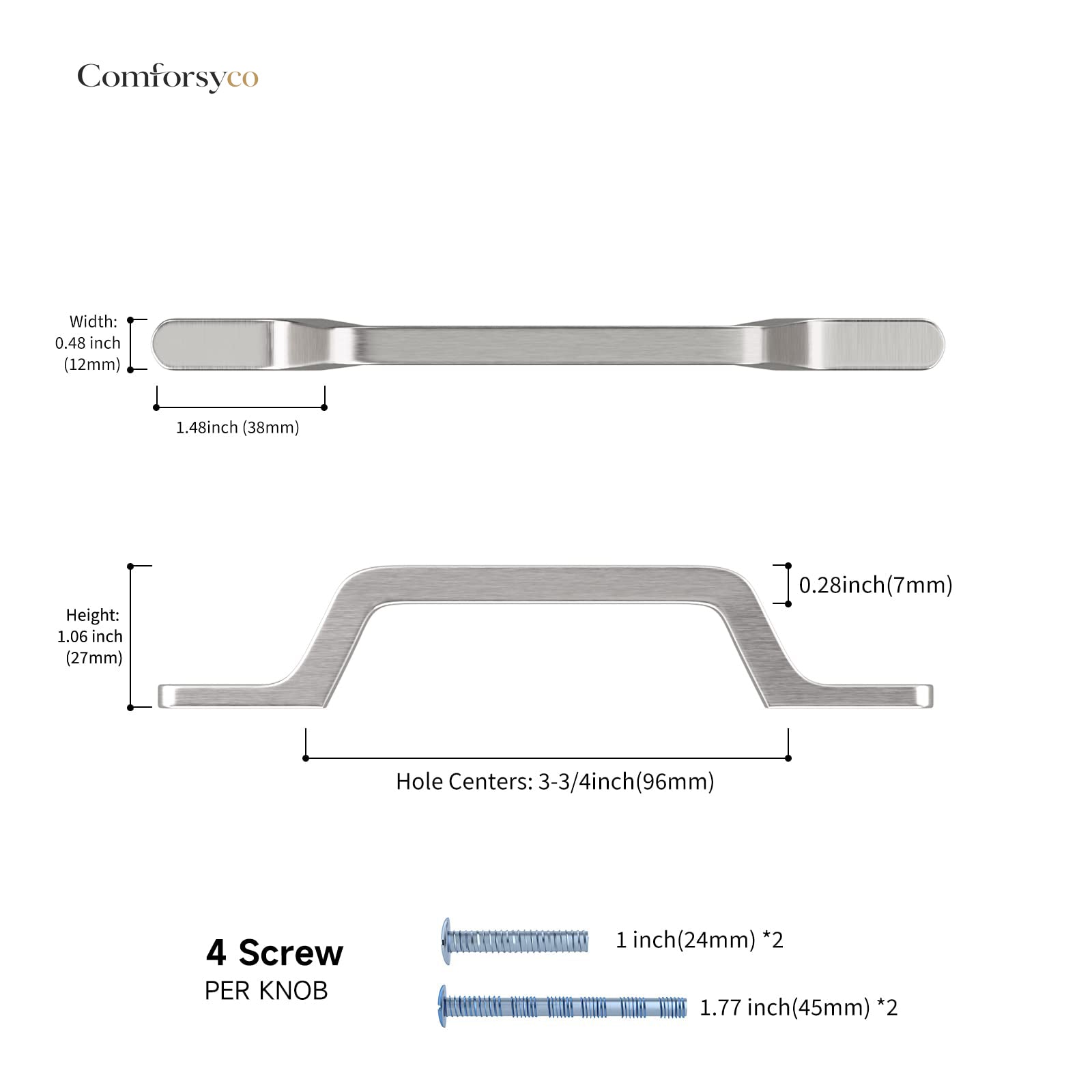 Comforsyco Angled Bar Cabinet Pulls, Aluminum Alloy Drawer Handles
