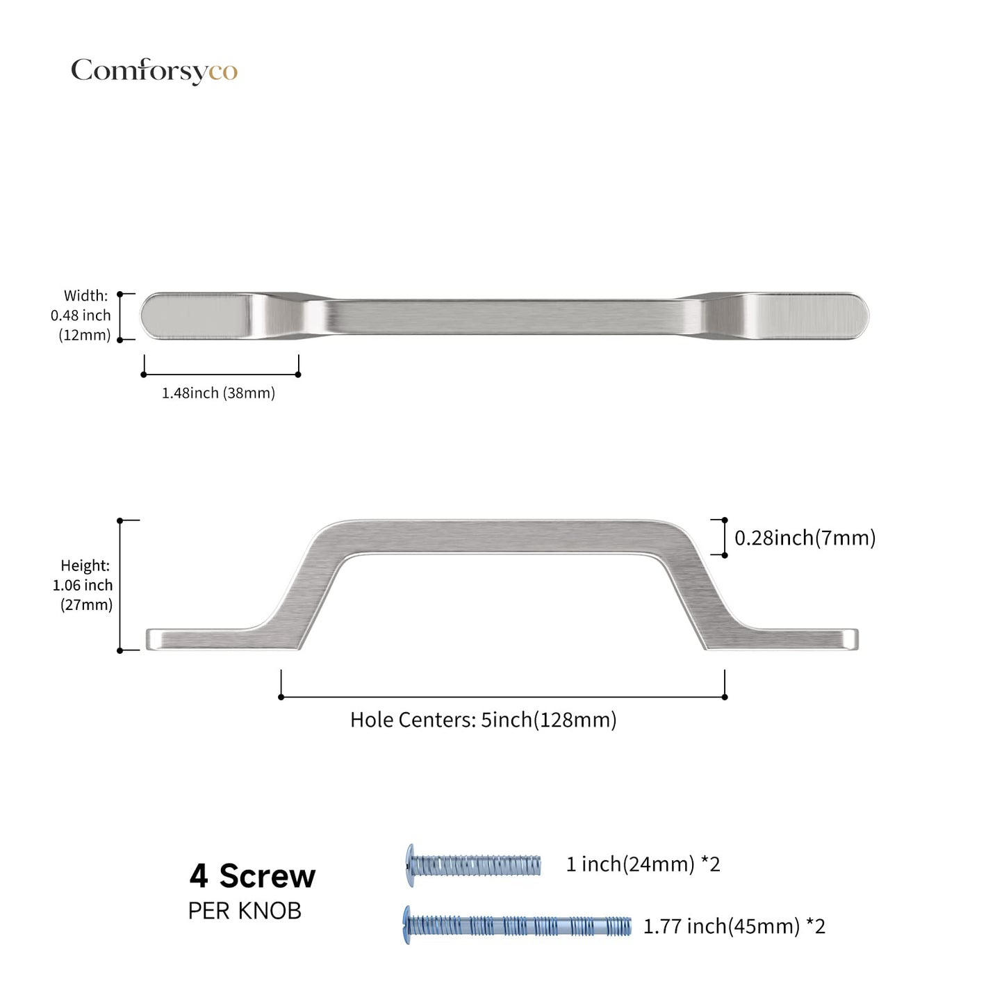 Comforsyco Angled Bar Cabinet Pulls, Aluminum Alloy Drawer Handles