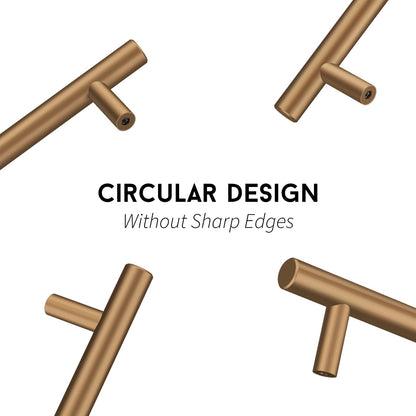 Round T-bar antique bronze cabinet pull, shown clearly with its construction and finish visible