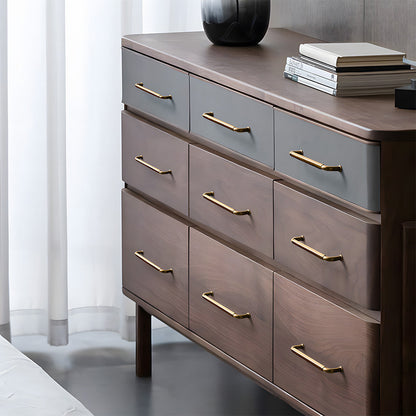 Antique bronze cabinet pull with octagonal knob, presented in another view installed on cabinetry in context