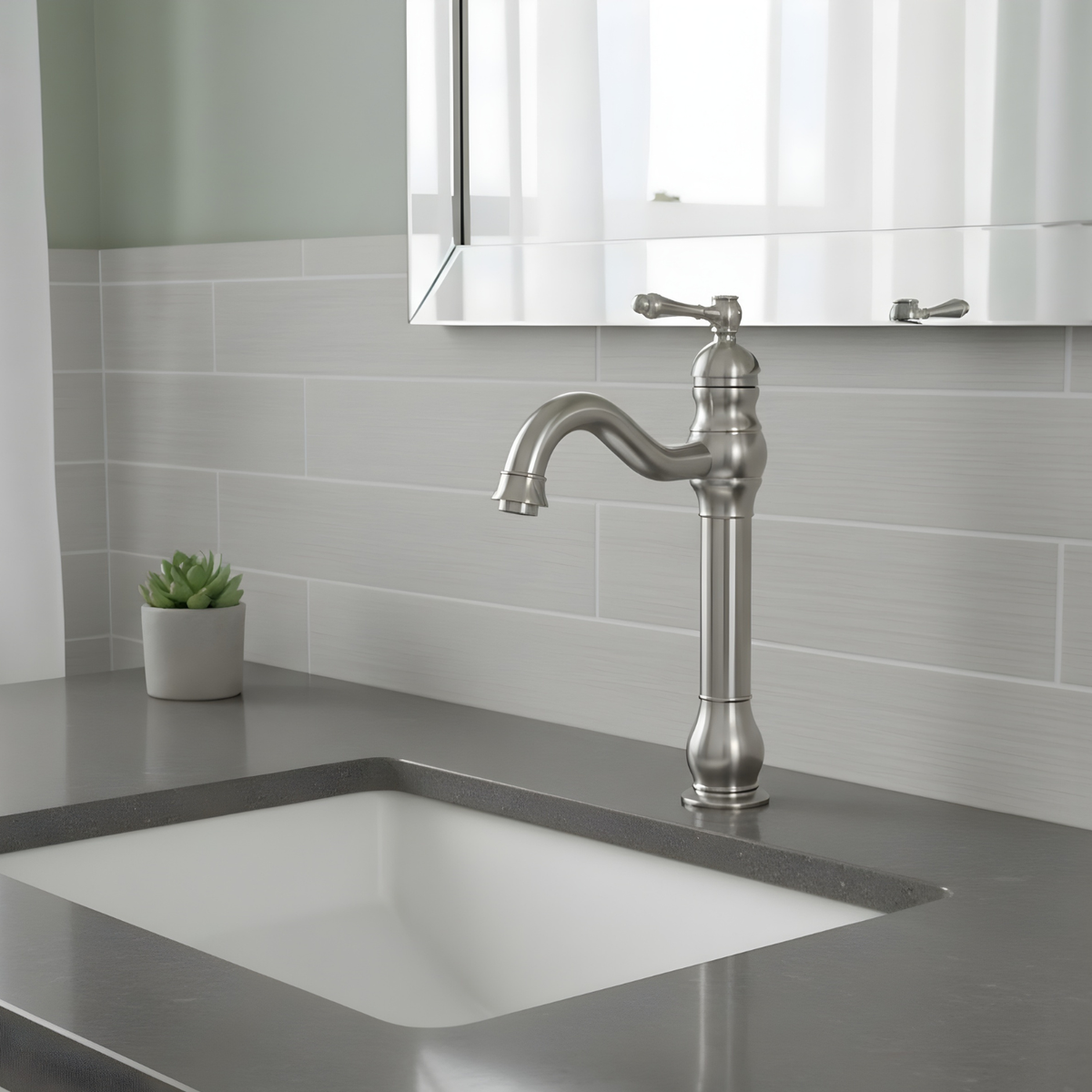 Antique High-Arc 360° Swivel Bathroom Vessel Sink Faucet With Single Handle Bathroom Sink Faucet