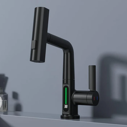 Aqualume Smart Waterfall Bathroom Sink Faucet with LED Display