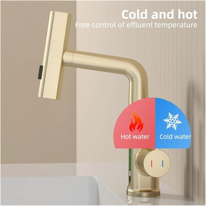 Aqualume Smart Waterfall Bathroom Sink Faucet with LED Display