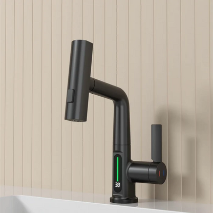Aqualume Smart Waterfall Bathroom Sink Faucet with LED Display