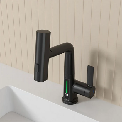 Aqualume Smart Waterfall Bathroom Sink Faucet with LED Display