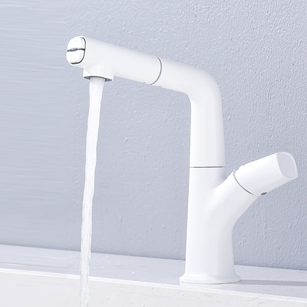 Aquion Single Hole Height Adjustable Pull Out Bathroom Sink Faucet with Dual Spray Modes
