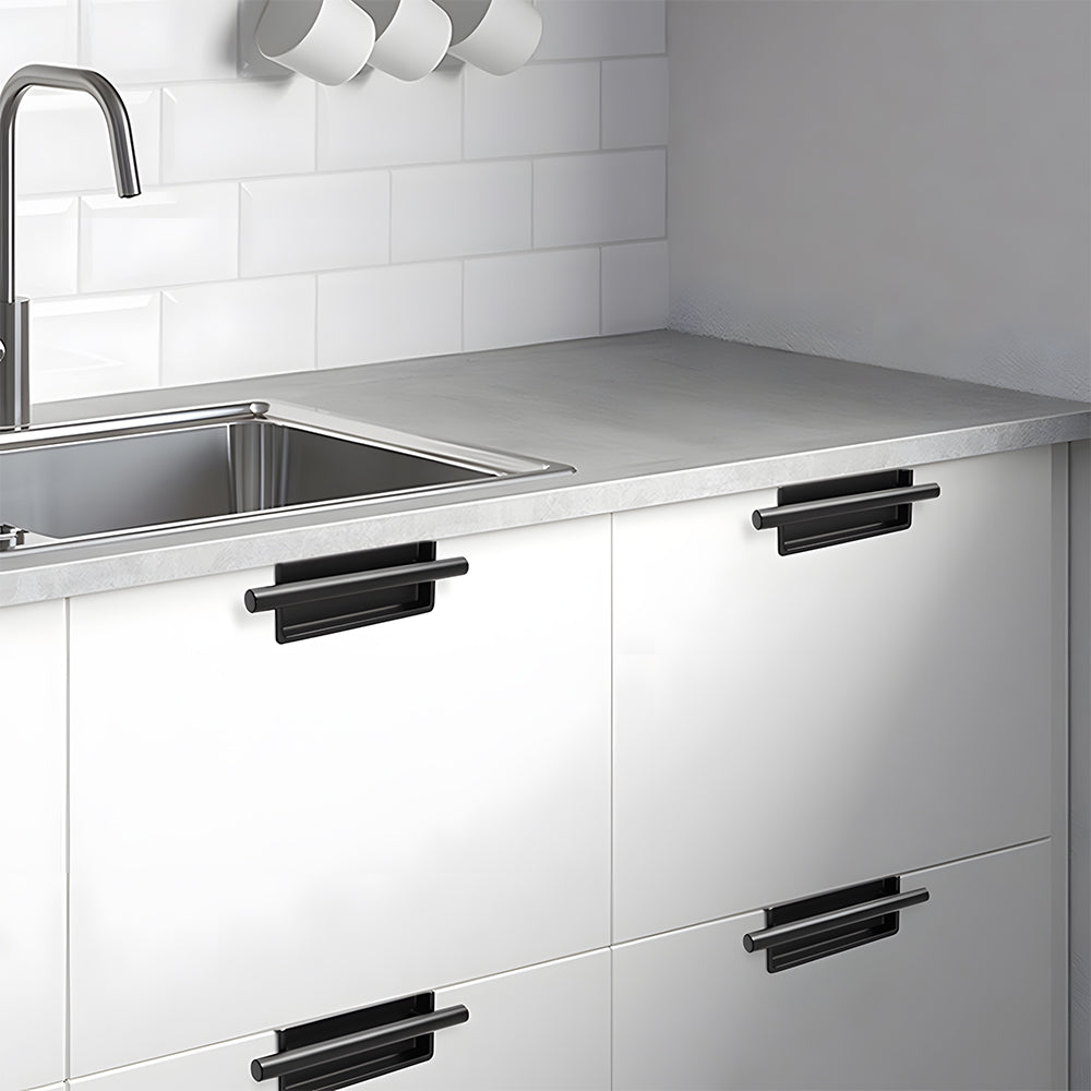 Comforsyco Art Deco Recessed Cabinet Pulls with Round Bar Handle