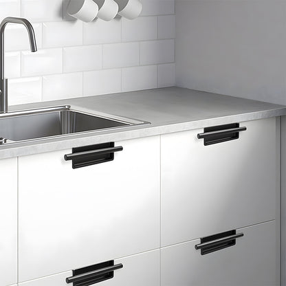 Comforsyco Art Deco Recessed Cabinet Pulls with Round Bar Handle