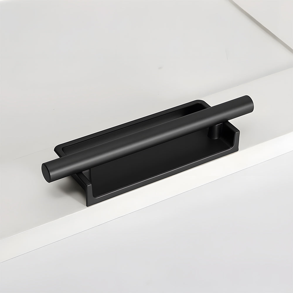Comforsyco Art Deco Recessed Cabinet Pulls with Round Bar Handle