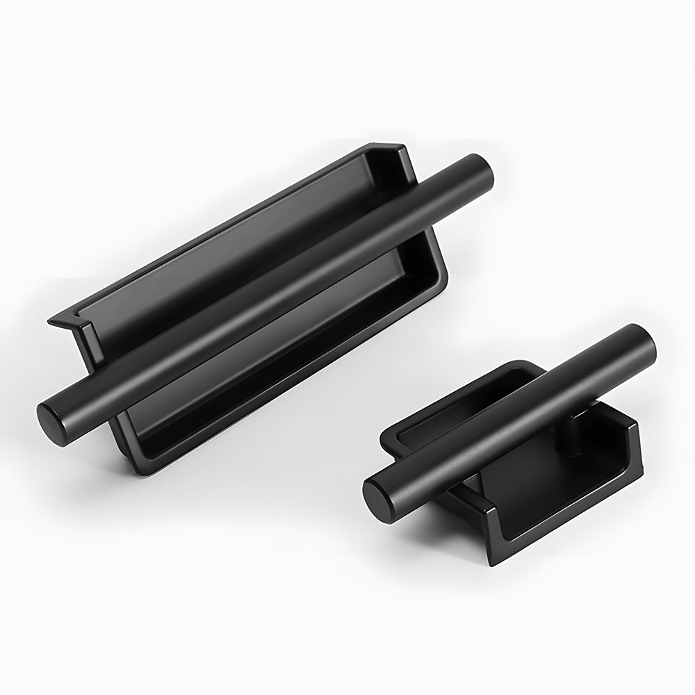 Comforsyco Art Deco Recessed Cabinet Pulls with Round Bar Handle