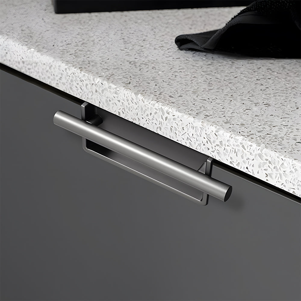 Comforsyco Art Deco Recessed Cabinet Pulls with Round Bar Handle