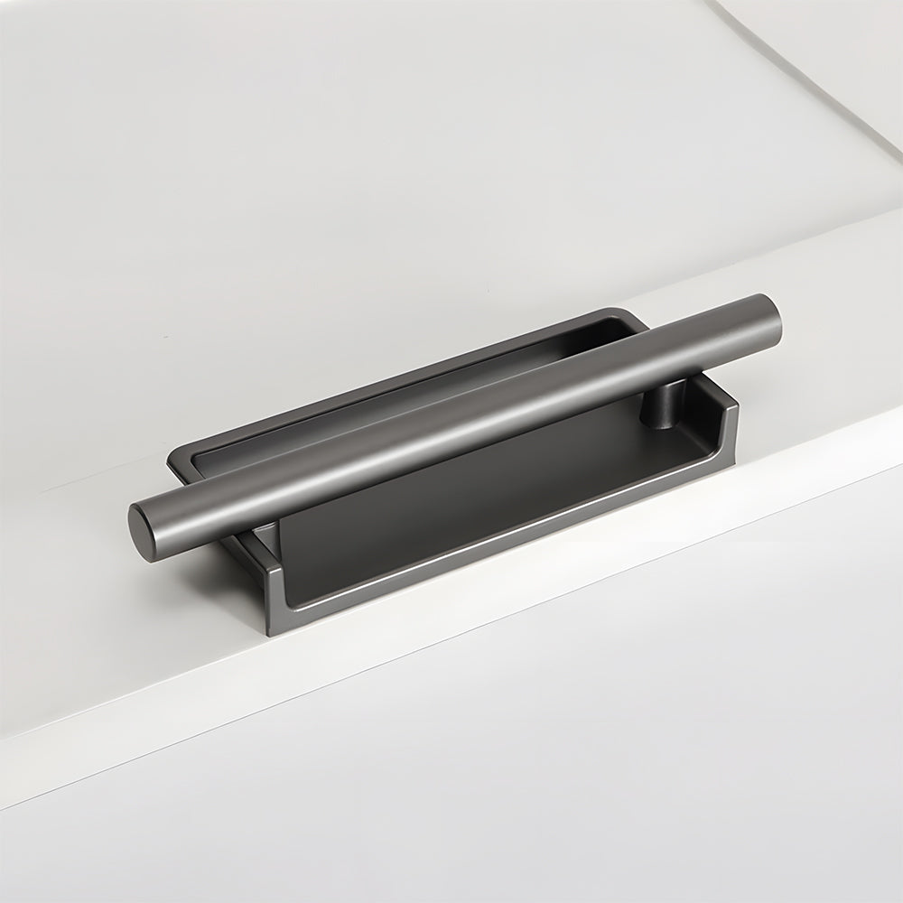 Comforsyco Art Deco Recessed Cabinet Pulls with Round Bar Handle