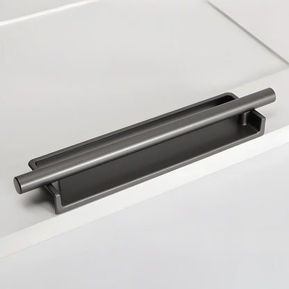 Comforsyco Art Deco Recessed Cabinet Pulls with Round Bar Handle