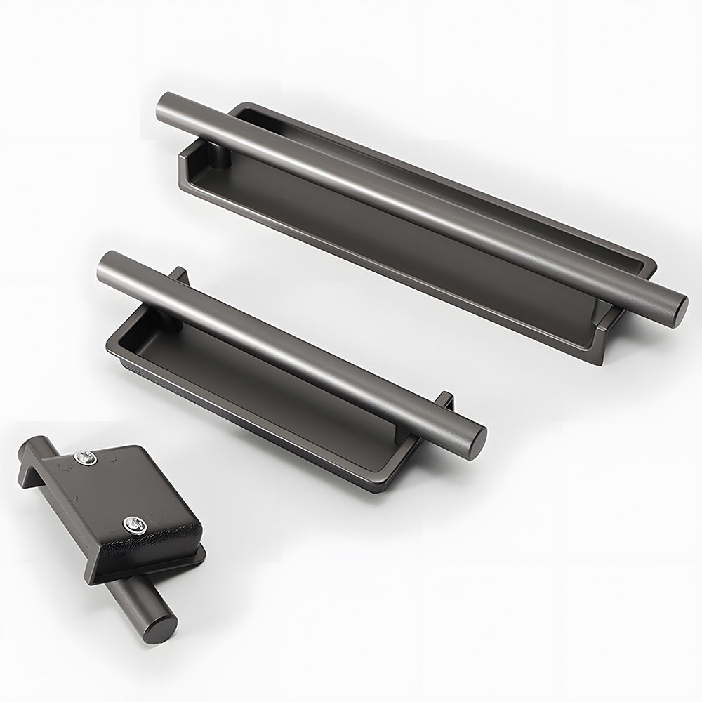 Comforsyco Art Deco Recessed Cabinet Pulls with Round Bar Handle