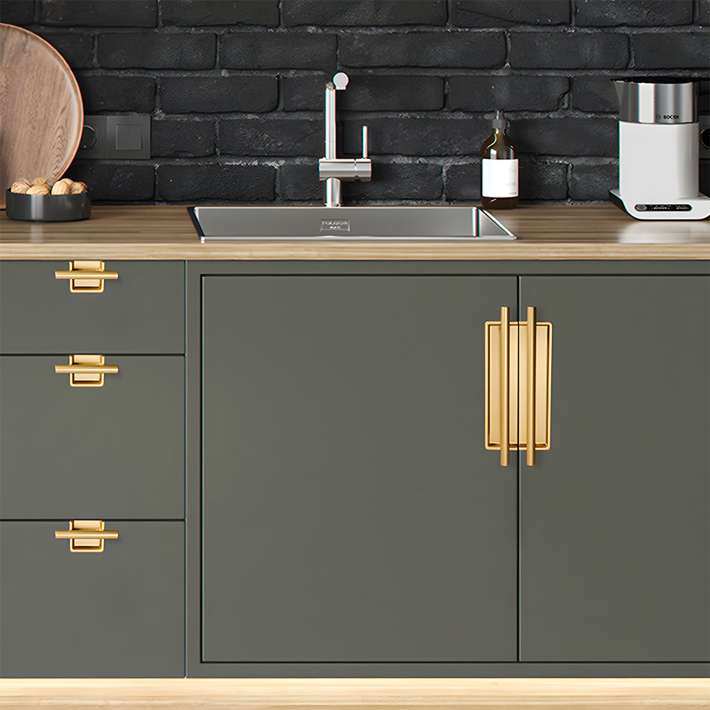 Comforsyco Art Deco Recessed Cabinet Pulls with Round Bar Handle