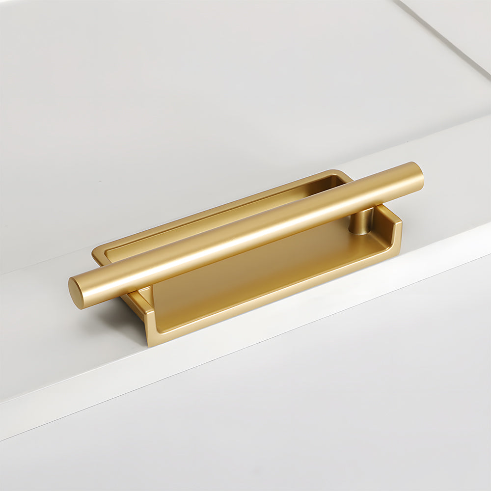 Comforsyco Art Deco Recessed Cabinet Pulls with Round Bar Handle