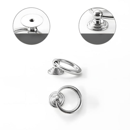 Art Deco fluted brass pulls, knobs, and ring pulls, displayed from the side with the profile and attachment in view