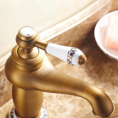 Aurex Retro Solid Brass Single Hole Bathroom Sink Faucet, Sink Mixer, Hot and Cold Water Tap