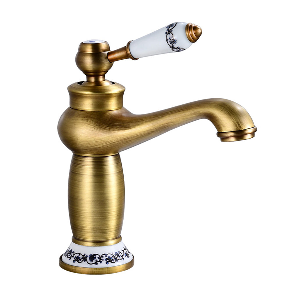 Aurex Retro Solid Brass Single Hole Bathroom Sink Faucet, Sink Mixer, Hot and Cold Water Tap
