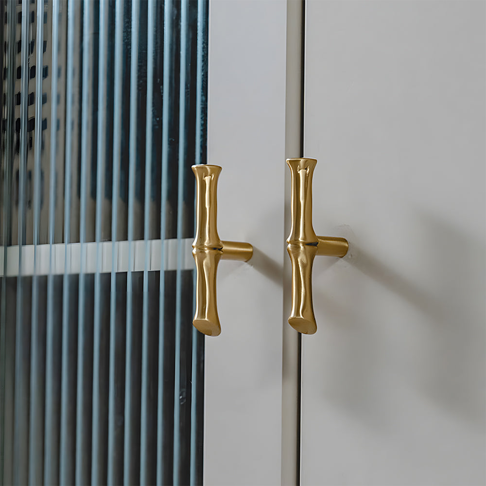 Comforsyco Bamboo Style Brass Cabinet Pulls and Knobs
