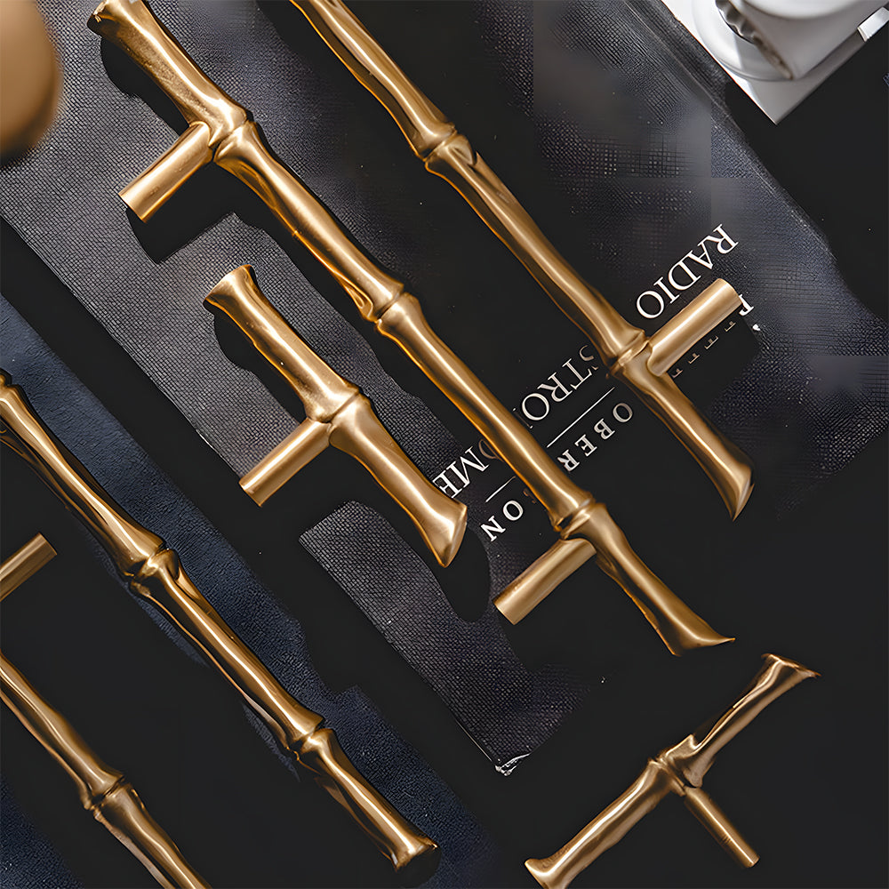 Comforsyco Bamboo Style Brass Cabinet Pulls and Knobs