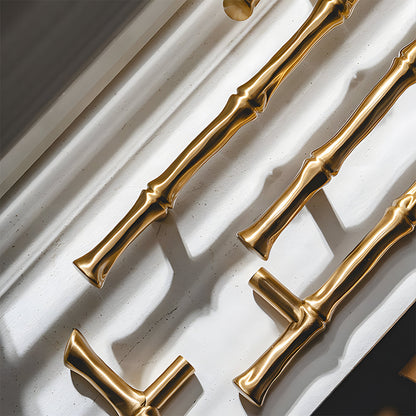 Comforsyco Bamboo Style Brass Cabinet Pulls and Knobs