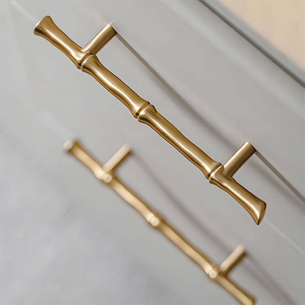 Comforsyco Bamboo Style Brass Cabinet Pulls and Knobs