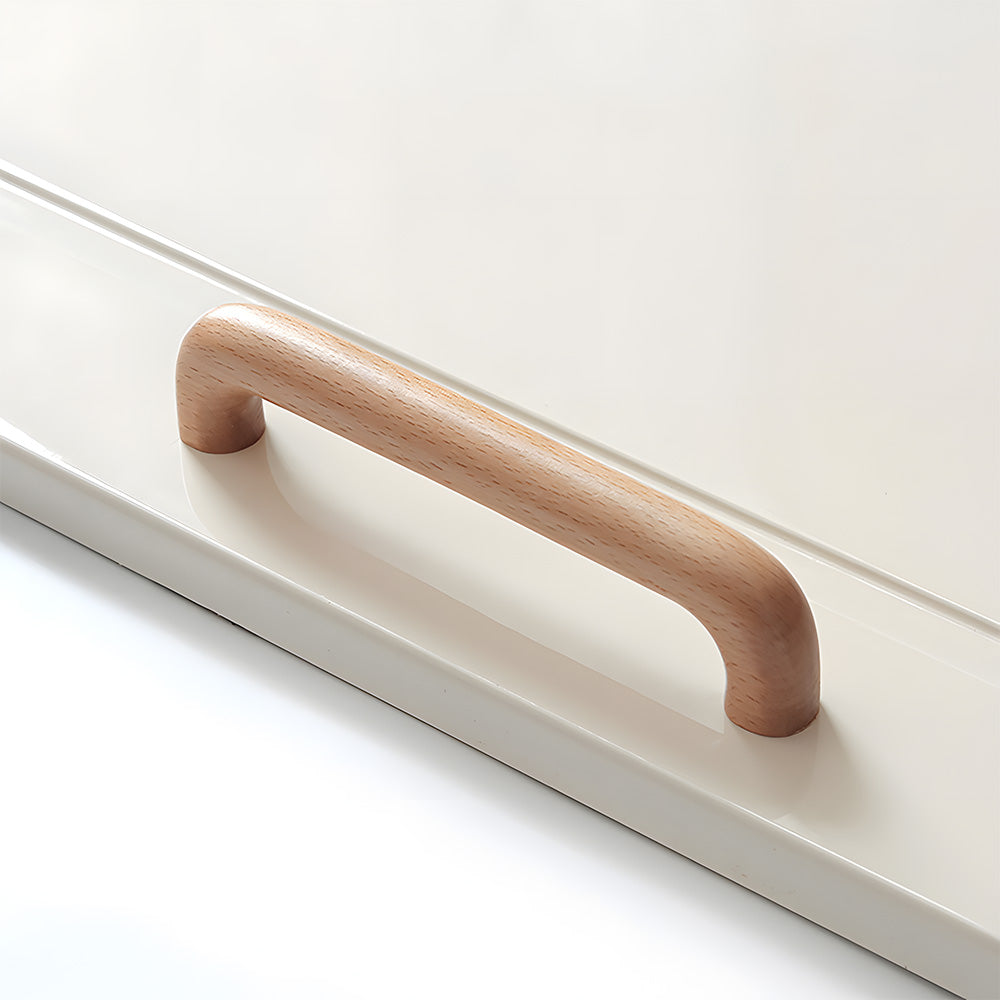 Beech wood cabinet pull with rounded ends, shown as a single product on a white background