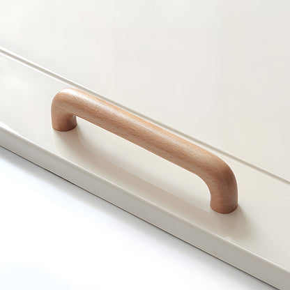 Beech wood cabinet pull with rounded ends, shown as a single product on a white background