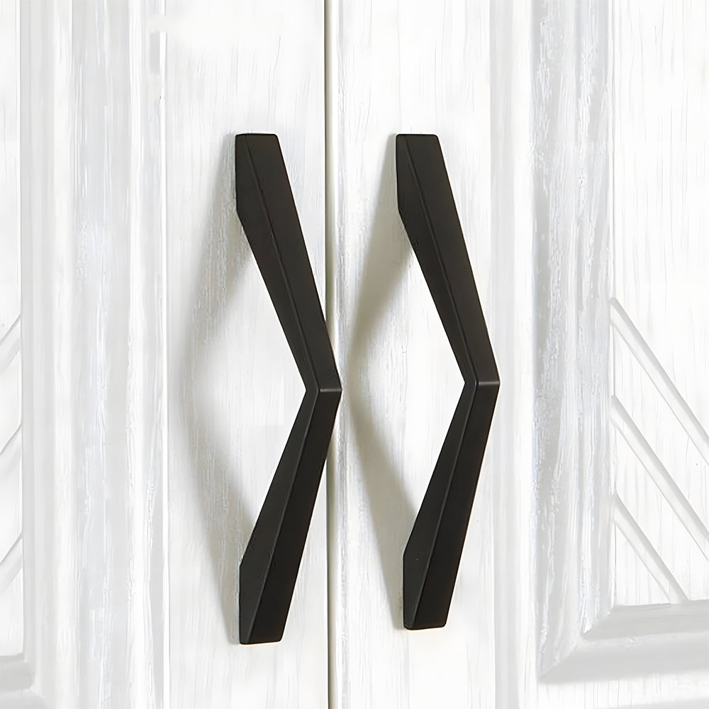 Comforsyco Black Angular Cabinet Handles for Wardrobes and Drawers