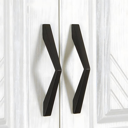 Comforsyco Black Angular Cabinet Handles for Wardrobes and Drawers