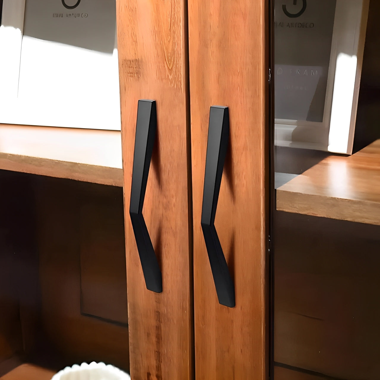 Comforsyco Black Angular Cabinet Handles for Wardrobes and Drawers