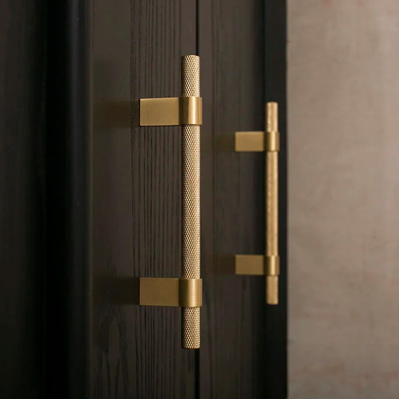 Comforsyco Black / Gold Knurled Round Bar Cabinet Pulls and Drawer Handles