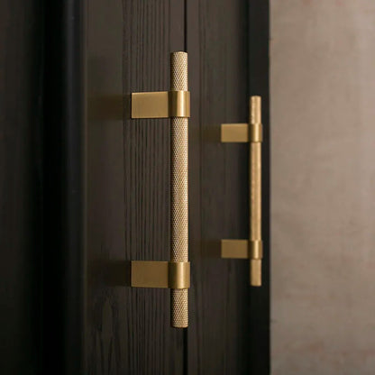Comforsyco Black / Gold Knurled Round Bar Cabinet Pulls and Drawer Handles