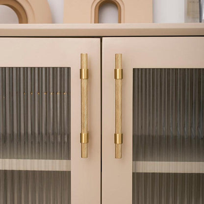 Comforsyco Black / Gold Knurled Round Bar Cabinet Pulls and Drawer Handles